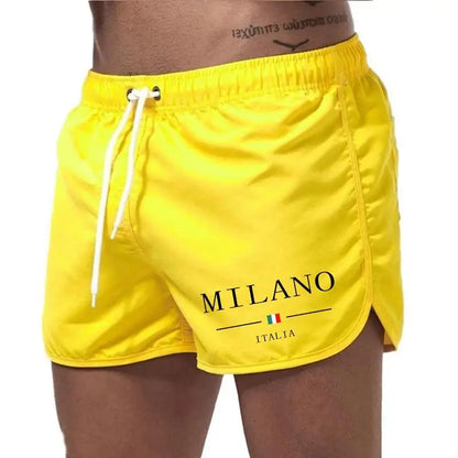 2026 Summer Men's Beach Shorts Urban Print Beach Trunks Jogging Casual Pants Quick Drying Swimming Homme Surf Lightweight Shorts