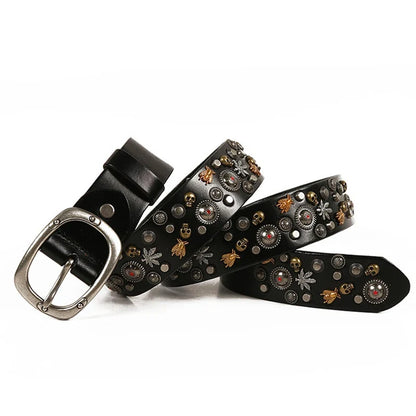 3.8CM Male Top Layer Luxury Designers Cowskin Genuine Leather Belts Men Alloy Pin Buckle Rivets Belt Casual Belt for Jeans
