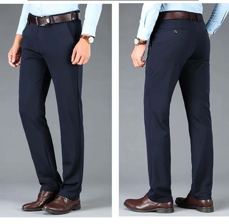 Men's Business Casual Pants Spring Summer Elastic Trousers Office Suit Pants Quick Dry Formal Pants Breathable Comfortable