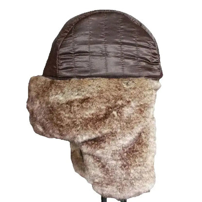 1 Piece Men Women Winter Ushanka Hats Russian Bomber Hat with Ear Flap Pu Leather Faux Fur Trapper Cap Snow Hunting Skiing Cap