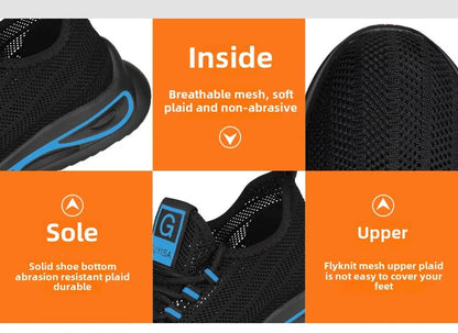 summer safety construction shoes breathable work shoes Indestructible Sneakers Unisex Men Safety Shoes For Work With Steel Toe