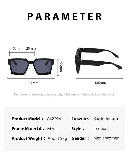 Millionaire Sunglasses For Men Vintage Square Fashion Glasses Luxury Retro Sunglasses Women Trending Punk Gafas De Sol Lentes