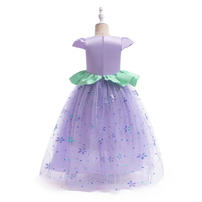 Little Mermaid Ariel Princess Costumes Young Girls Purple Dress Kids Cosplay Carnival Gown Birthday Tutu Dresses Summer New Wear