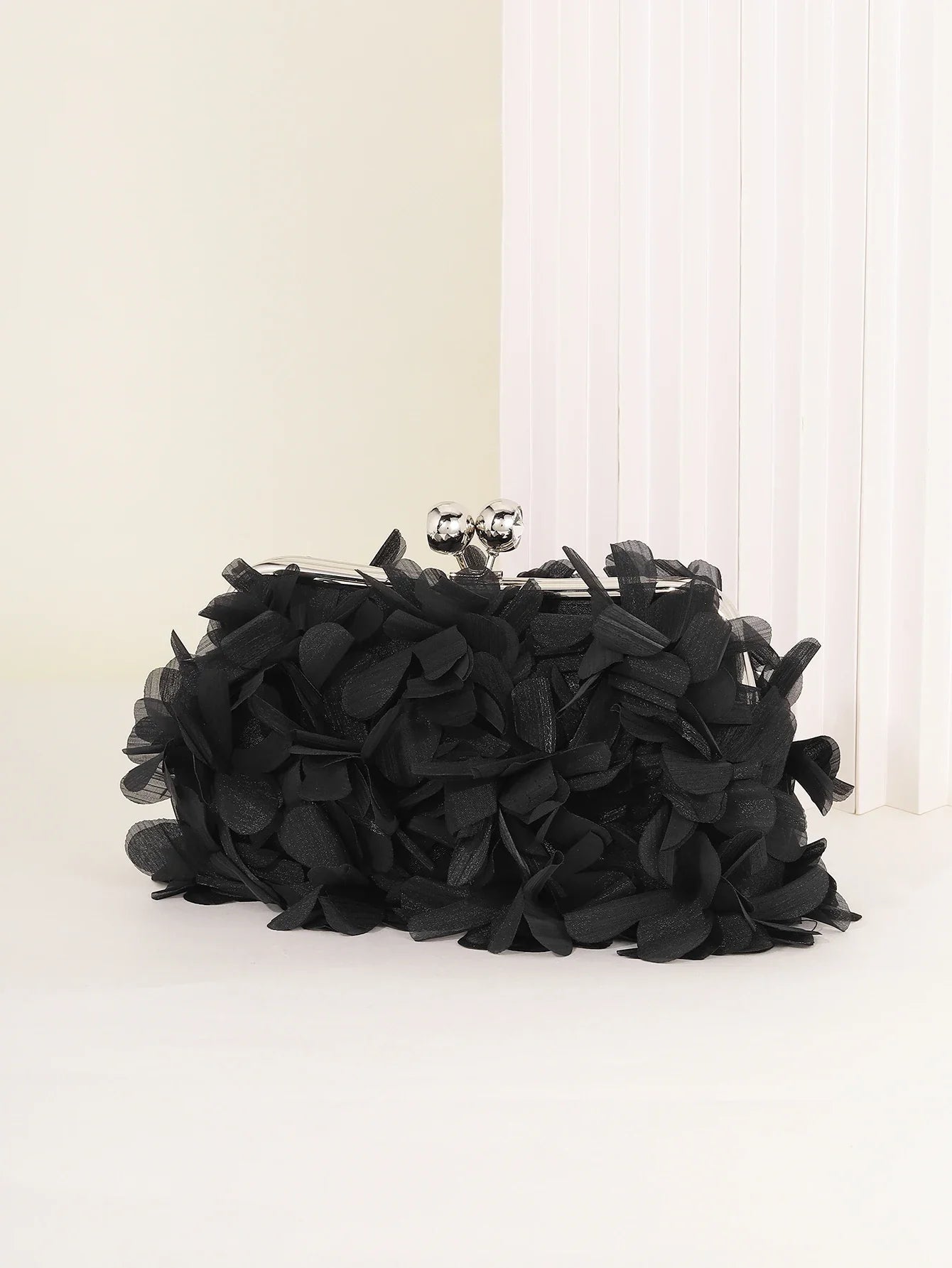 3D Floral Decor Clutch Bag, Elegant Silk Appliques Dinner Purse For Wedding Party Prom Banquet - Perfect for Wedding， Party
