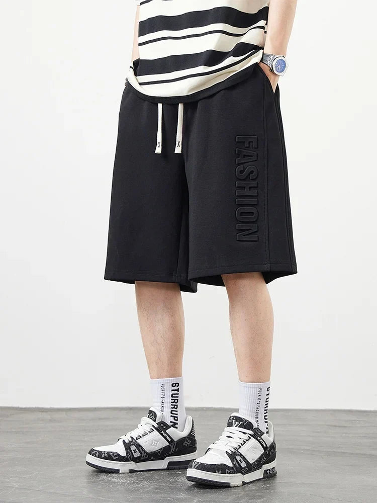 Men's Shorts Summer Clothes Fashion Letter Printed Casual Sweatpants Solid Color Loose Cotton Short Pants Male Straight Shorts