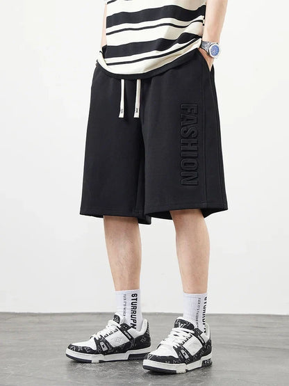 Men's Shorts Summer Clothes Fashion Letter Printed Casual Sweatpants Solid Color Loose Cotton Short Pants Male Straight Shorts