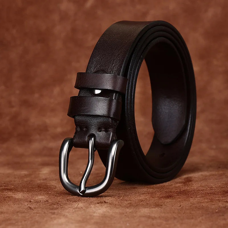 2.8CM Pure Cowhide Genuine Leather for Men's Women High Quality Jeans Needle Buckle Belts Cowboy Fashion Designer Matching Belt