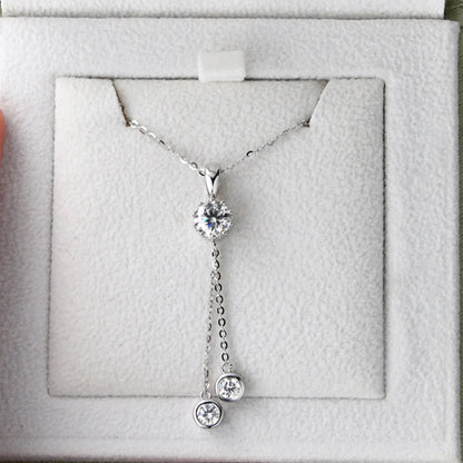 1.6CT Moissanite Pendant Necklace for Women 18k Gold Plated Round Pendant 925 Sterling Silver Wedding Anniversary Fine Jewelry