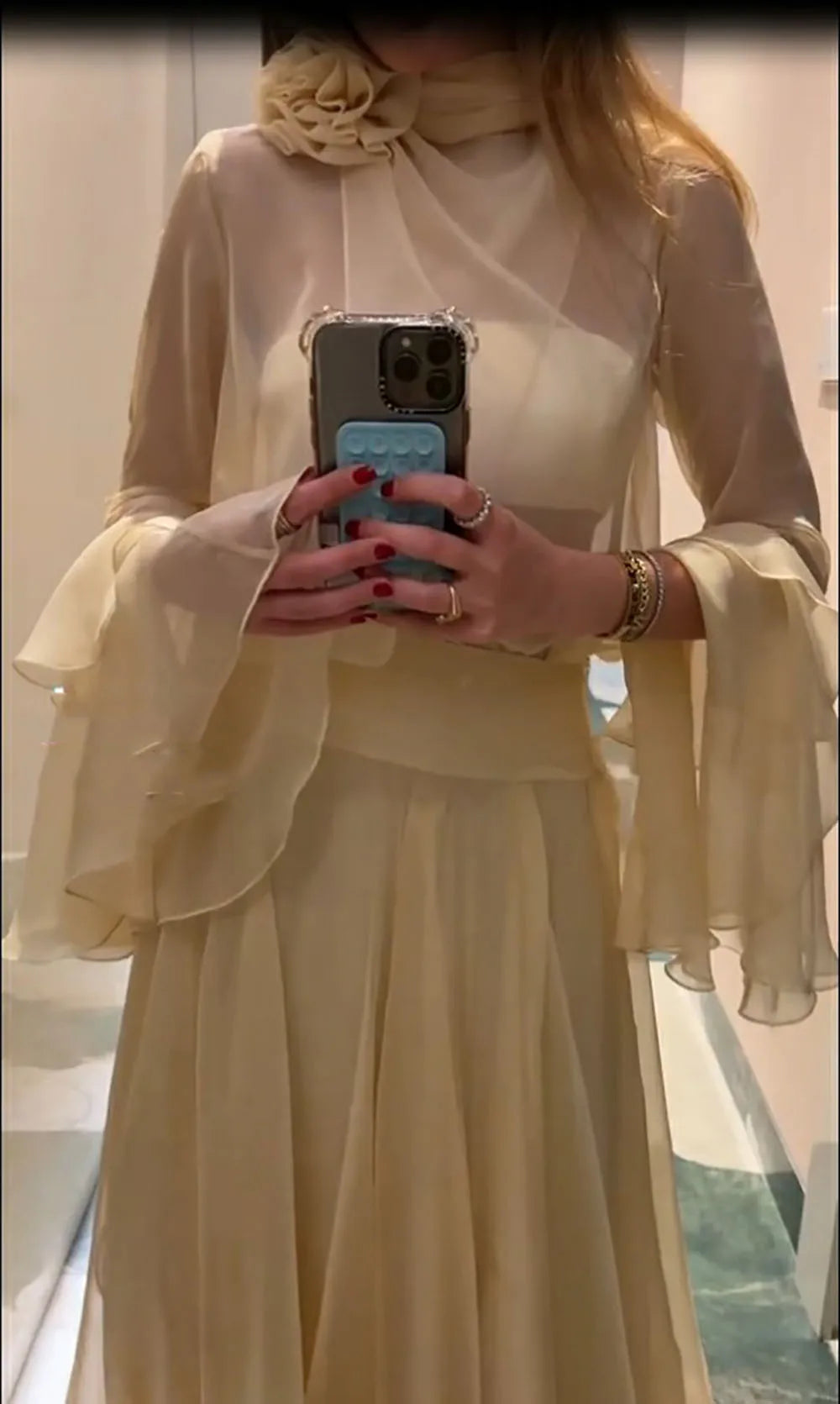 Dubai Evening Dresses Customizd 2 Piece Elegant Party Dress Chiffon Luxury Evening Dresses Long Sleeve Women Night Gown