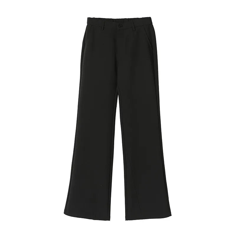 Black Business Suit Pants Men's Small Flared Elastic Comfortable Drape Loose Solid Color Office Casual Trousers Male Clothes