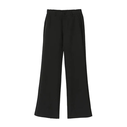 Black Business Suit Pants Men's Small Flared Elastic Comfortable Drape Loose Solid Color Office Casual Trousers Male Clothes