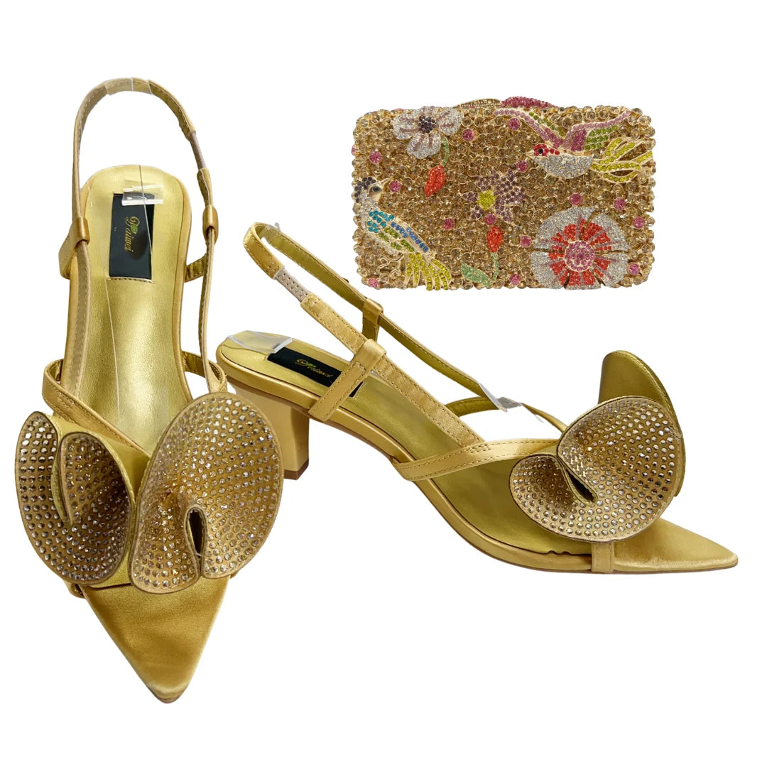 Italian Designer Evening Shoes With Clutch Bag Set for African Wedding and Bridal Occasions Lace Embroidered Beads Women's Shoes