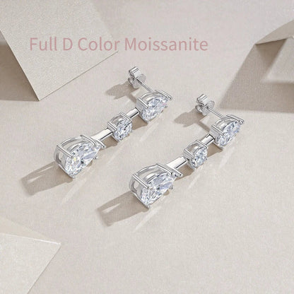 Full D Color Moissanite Drop Earrings 100% S925 Sterling Silver Fine Jewelry for Women Wedding Party