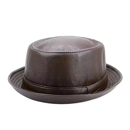 Men and Women Black Leather Fedora Hat Vintage Style Jazz Hat for Autumn & Winter Fashion, Handmade Trilby Hat