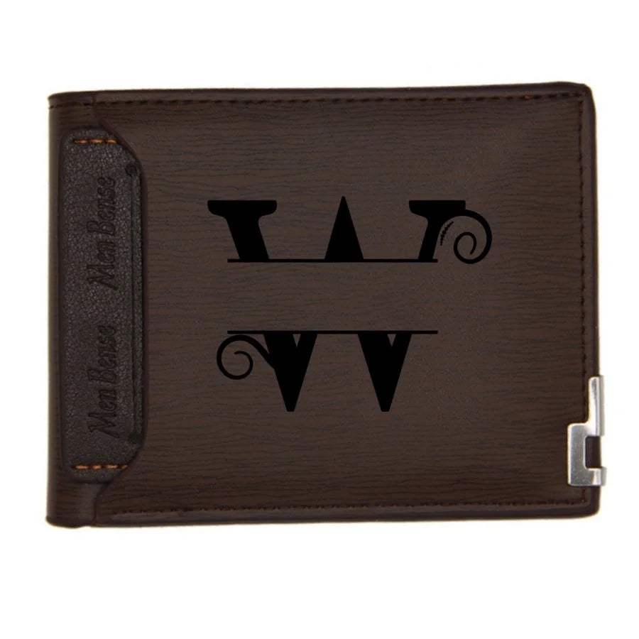 Personalized Wallet for Men Custom Wallets for Men Engraved Letter Name Leather Wallet Bifold Custom Gifts for Dad/Husband