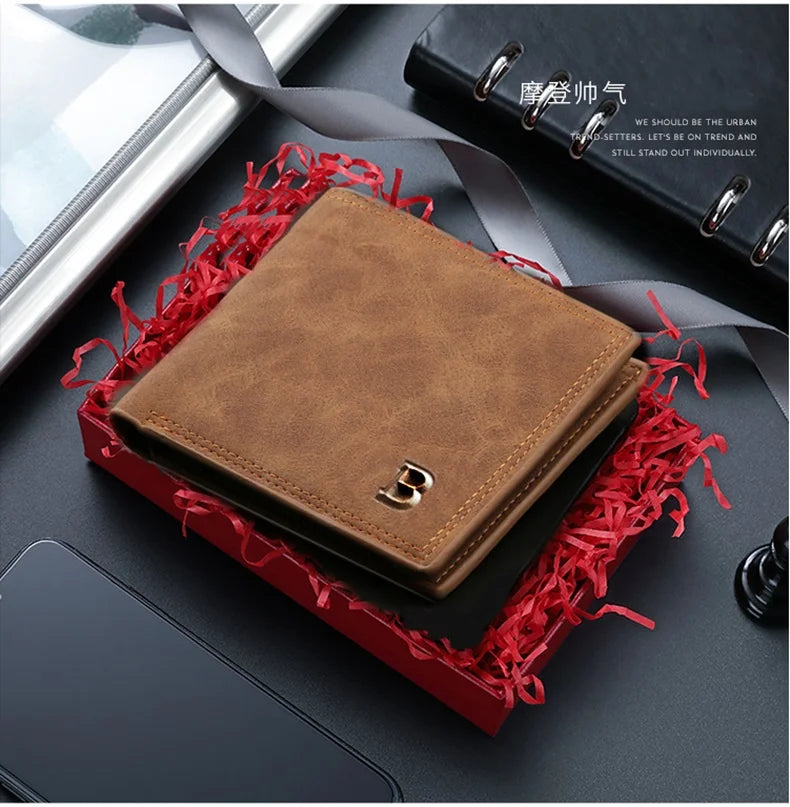 2022 New Fashion PU Leather Men's Wallet With Coin Bag Zipper Small Money Purses Dollar Slim Purse New Design Money Wallet