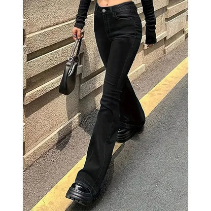 2025 Woman Vintage High Waist Flare Jeans Female Stretchy Bootcut Tight Denim Pants Women Bell Bottoms Casual Slim Fit Trousers