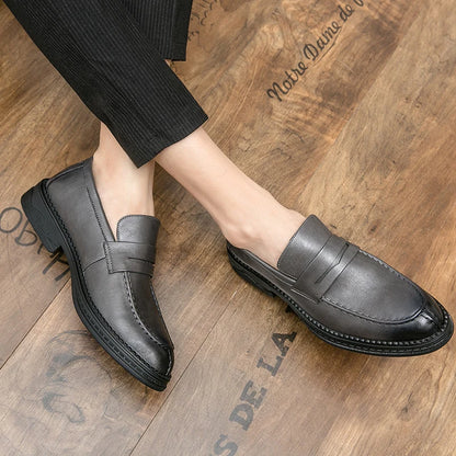Premium Silver Business Shoes Men's Oxford Shoes Leather Brand Loafers Slip on High Quality Wedding Loafers Soft Sole Dress Shoe