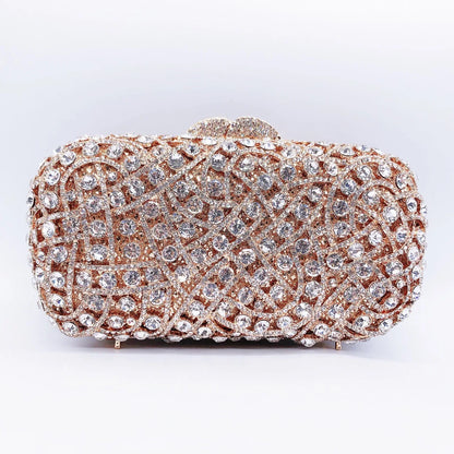 Women Hollow Out Diamond Evening Bag Wedding Party Banquet Bag Crystal Clutch Bag Rhinestone Dress Bag Luxury Designer Handbags