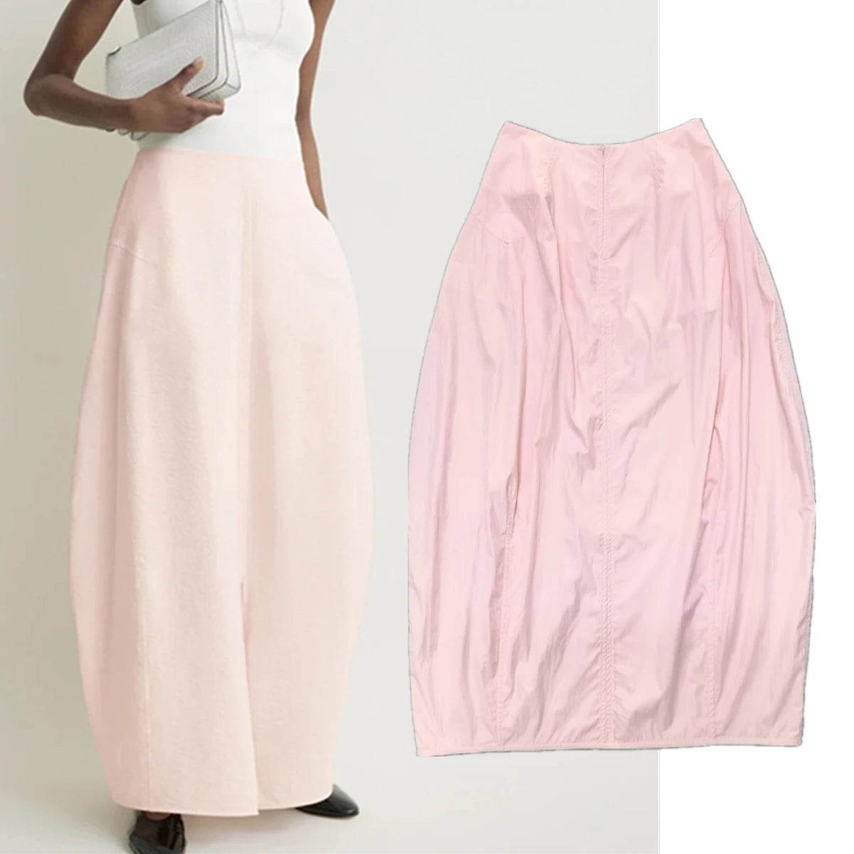 Maxdutti Design Sense Split Flower Bud Skirt French Elegance Minimalism High Waist Women's Skirt Woman Clothing Faldas Skirts
