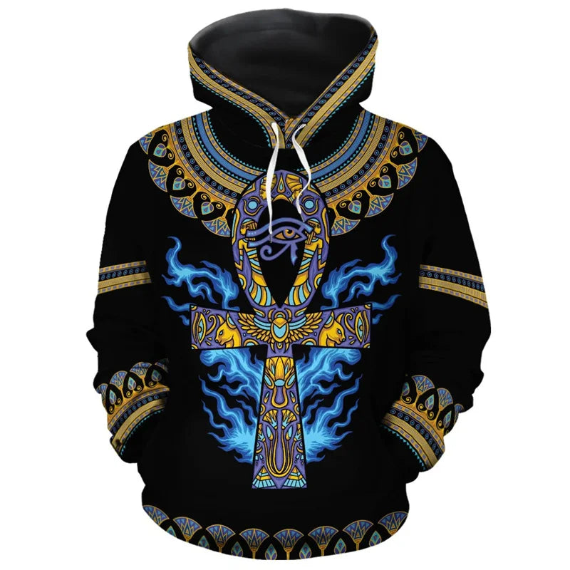 African Ethnic Tribes Unique Graphic Hoodie For Men Ethnic Printed Clothing Hooded Coat Loose Harajuku Street Vintage Hoodies