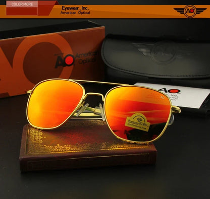 AO Pilot Sunglasses Men Top Quality Brand Designer AGX Tempered Glass Lens Sun Glasses Male