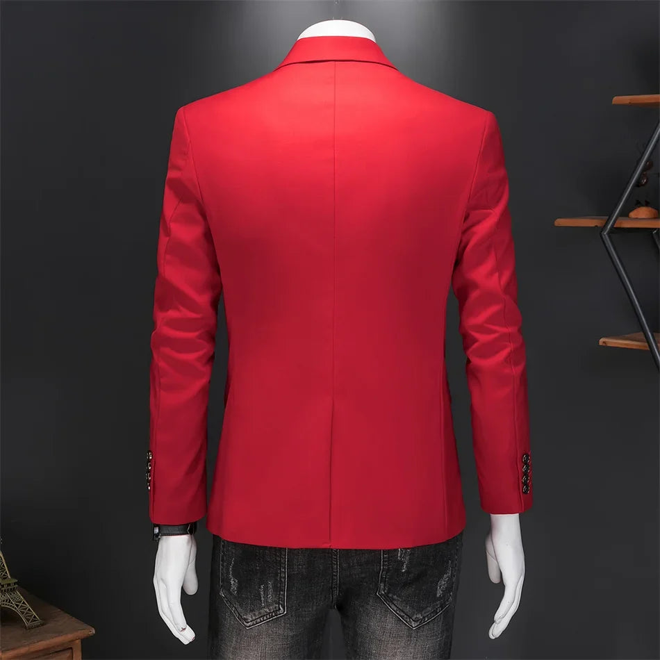 Plus Size 6XL-M Fashion Mens Solid Color Suit Jacket High Quality Business Slim Fit Casual Blazers Formal Social Wedding Tuxedo