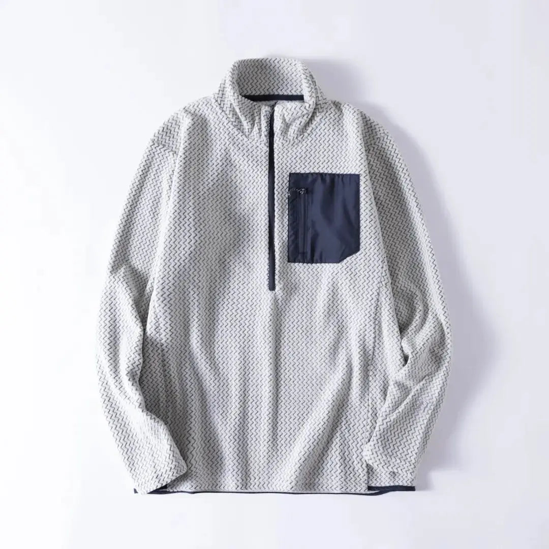 New Comfortable and Thick Men's and Women's Sports Semi-zipper Fleece Sweatshirt with Wavy Fleece and Long-sleeved Sweatshirt