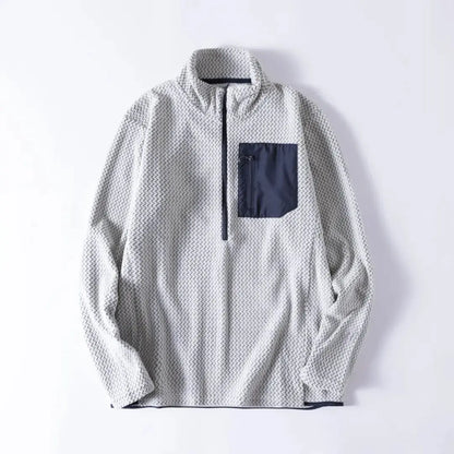 New Comfortable and Thick Men's and Women's Sports Semi-zipper Fleece Sweatshirt with Wavy Fleece and Long-sleeved Sweatshirt