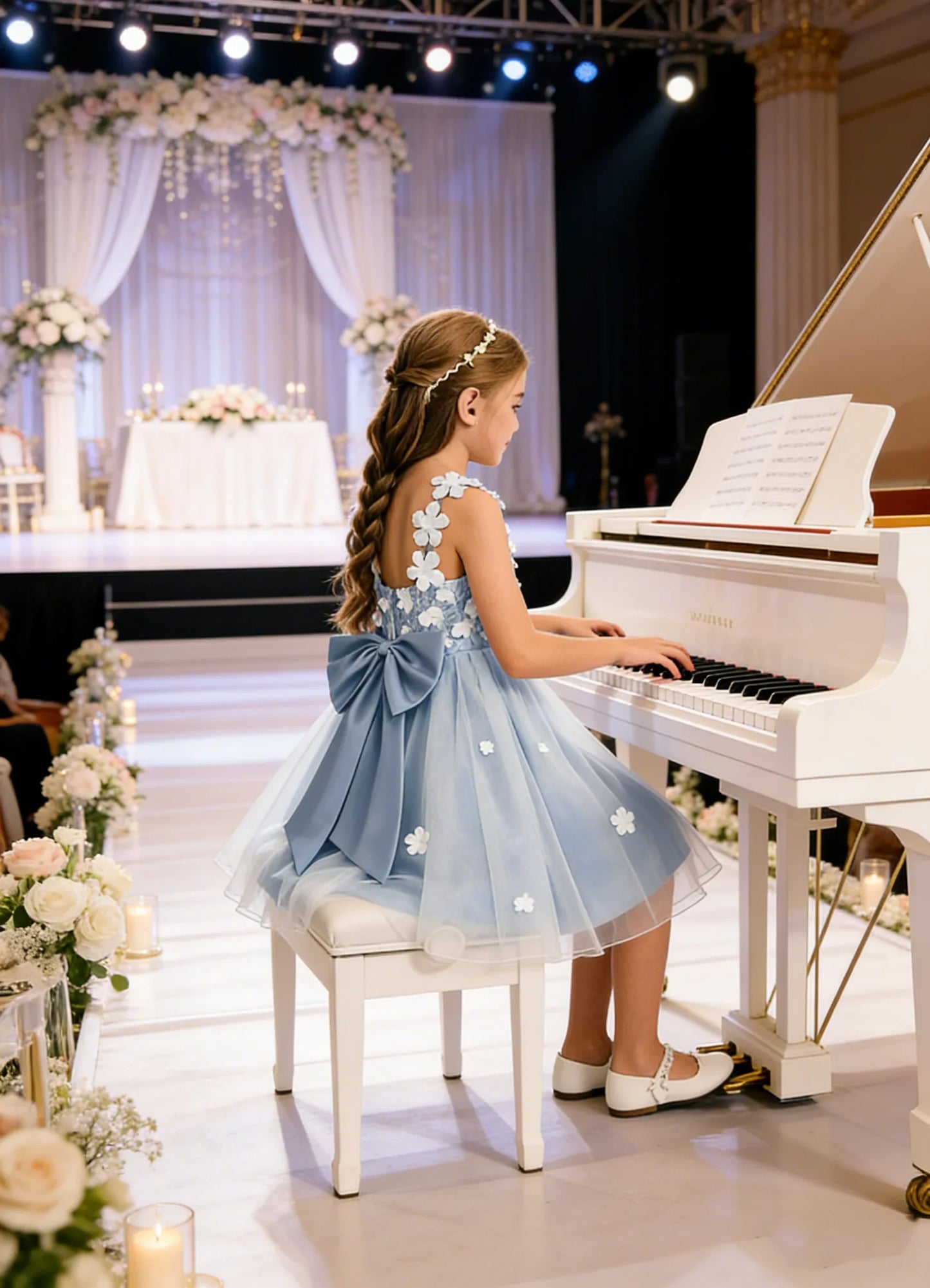 Snvdzo Princess Girls Lace Flower Girl Dress 3D Floral Sleeveless Tulle Princess Wedding Pageant Party Dresses 2026 with Big Bow