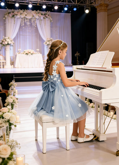 Snvdzo Princess Girls Lace Flower Girl Dress 3D Floral Sleeveless Tulle Princess Wedding Pageant Party Dresses 2026 with Big Bow