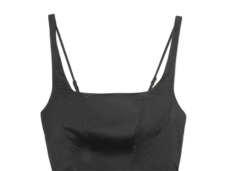 Women's Dress 2025 Autumn New Arrivals Reddish-Brown Spaghetti Strap Sexy Bodycon Mini Dress with Tie Details Stylish and Unique