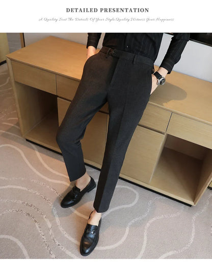 2023 Autumn Winter Thickened Starry Sky Woolen Suit Pant High Quality Men Business Slim Dress Pants Men  Social Casual Pants