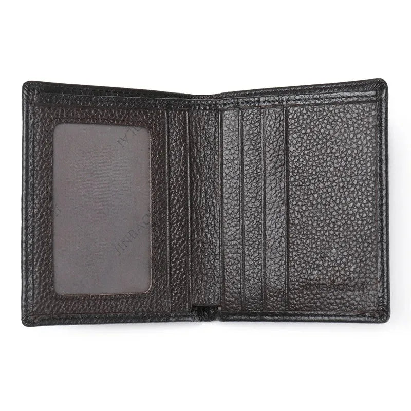 100% Genuine Leather Men Wallet Premium Product Real Cowhide Wallets For Man Short Black Credit Card Cash Receipt Holder Purse