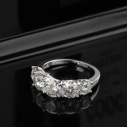 5 Stones 3.6CT D Color Moissanite Rings for Women Sparkling Diamonds with Certificates 925 Sterling Sliver Wedding Ring