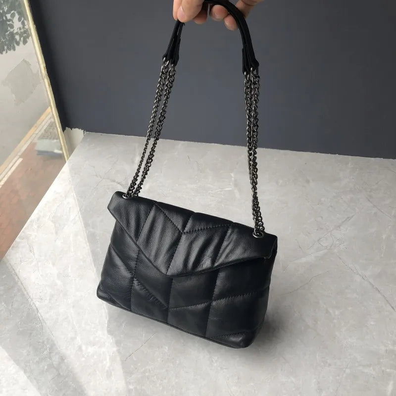 Elegant Women Chain Bag Soft Sheepskin Genuine Leather Handbag Ladies Fashion Single Shoulder Bag Designer Messenger Bag