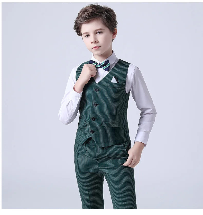 Boys Summer Wedding Suit Kids 1Year Birthday Vest Pants 2PCS Formal Suit Child Party Ceremony Costume Teenager Photography Suit
