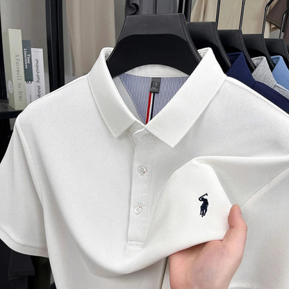 Luxury brand short sleeve men polo shirt summer ice silk breathable high-end pony embroidery design casual business Paul T-shirt