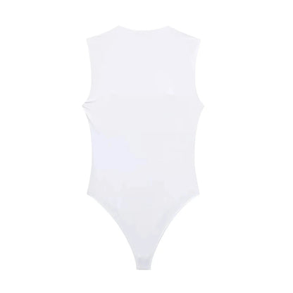 Skinny Bodysuits for Women, Sexy Fashion, Square Neck, Sleeveless, Snap-Button, Female Playsuits, Mujer