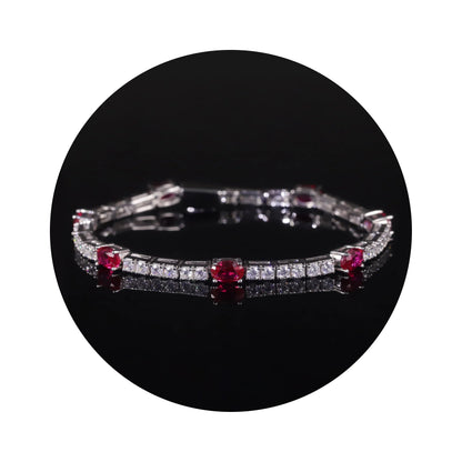 Lab Grown Ruby Tennis Bracelet 925 Sterling Silver Birthstone Bracelet  Fancy Party Wear Bracelet Gift For Women