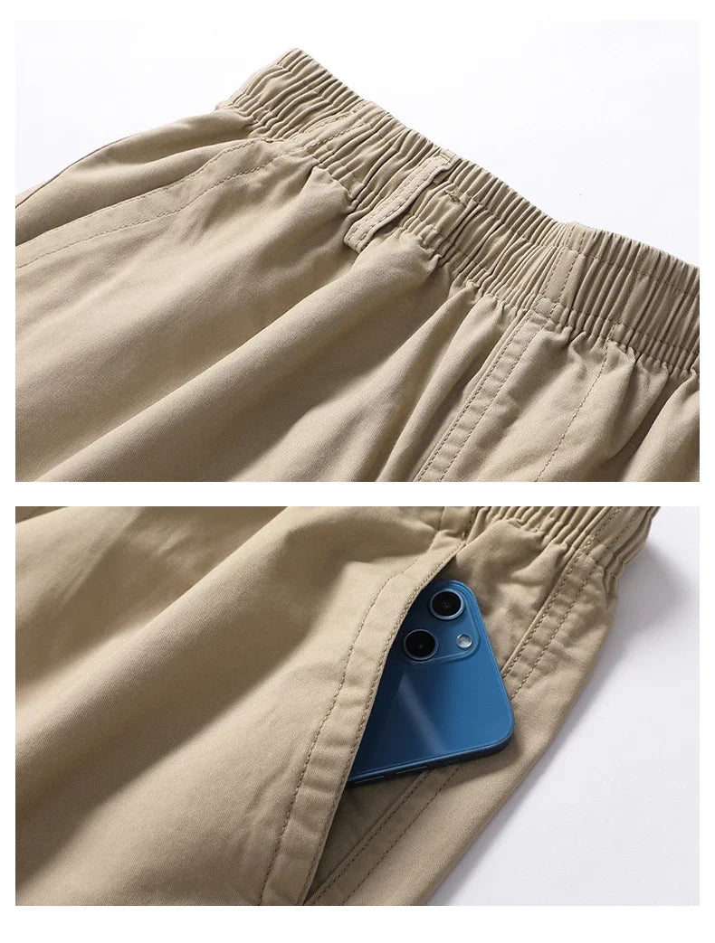 Mens Work Cargo Cotton Shorts Summer Casual Shorts Baggy Sports Gym Work Shorts Wide Leg