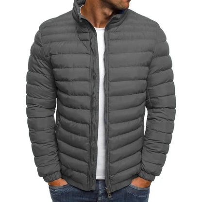 2025 Winter New Thick Men Warm Casual Men's Outwear Coats Solid Stand Collar Male Windbreak Cotton Padded Down Jacket