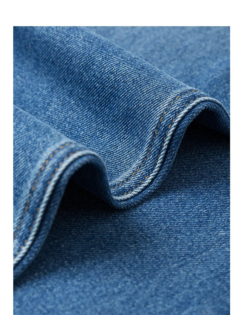 Women Denim Jeans 2025 Spring New Acetate Wide Leg Mid Low Waist Slim Fit Straight Wide Leg Pants