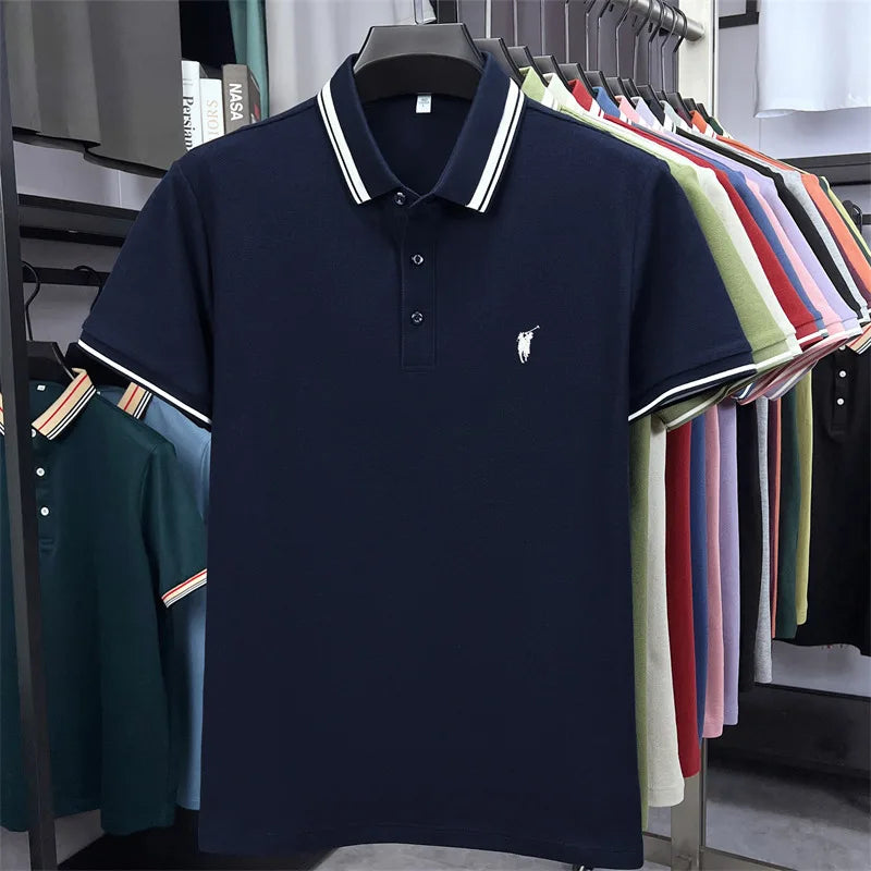 100% cotton luxury brand short sleeve polo shirt men new classic pony embroidery summer T-shirt high-end fashion casual Paul top