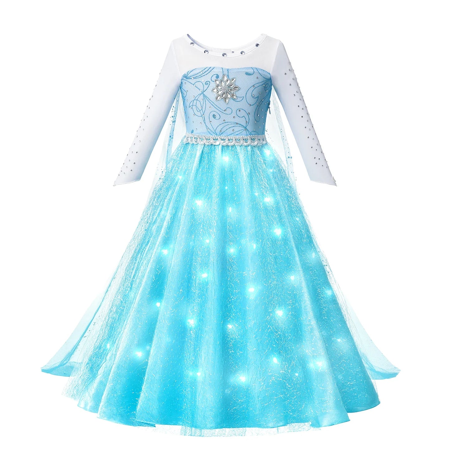 2025 Evening Party Girls LED Lights Elsa Anna Kids Princess Dress Coslplay Halloween Luminous Prom Gowns