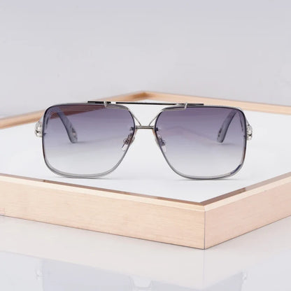 Luxury Me's Sunglasses Large Square Women Alloy Acetate Double Bridges Handmade in Germany High Quality Gafas UV400 THE KING  II