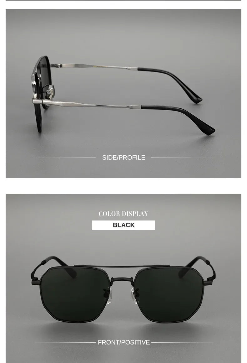 Top Quality Pure Titanium Pilot Polarized Sunglasses Men Outdoor Driving Night Vision Shades Anti-Glare Fishing UV400