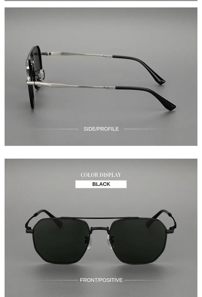 Top Quality Pure Titanium Pilot Polarized Sunglasses Men Outdoor Driving Night Vision Shades Anti-Glare Fishing UV400