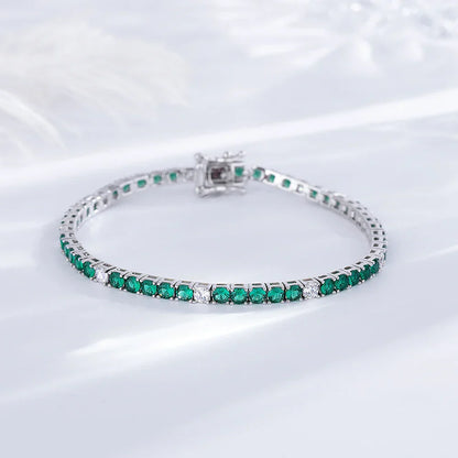 Fine Jewelry 3mm Montana Blue/Emerald Green/Ruby Red/Turquoise/Black Cubic zircon 925 Silver Tennis Bracelet