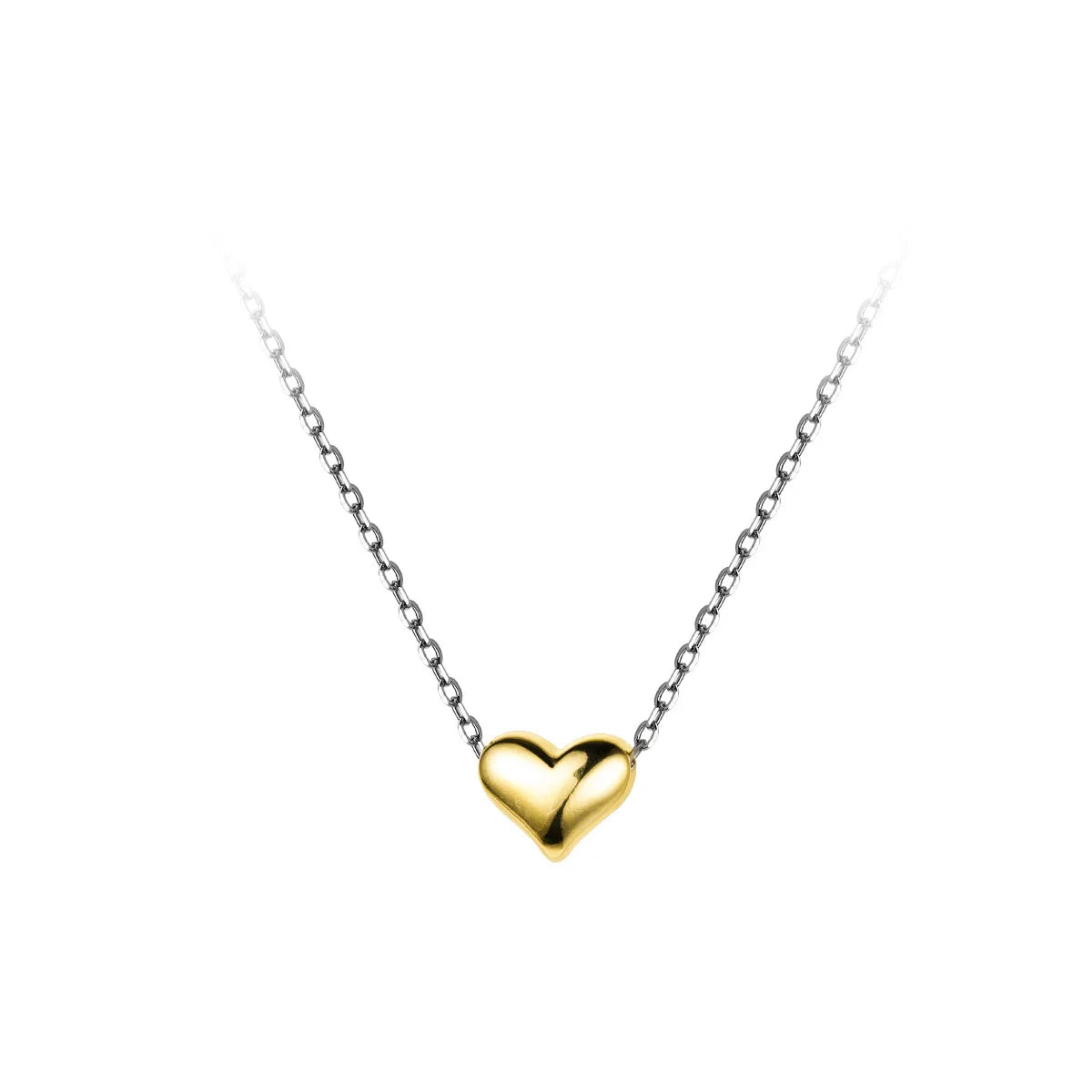 Gold Color Heart Simple Tiny Fashion Chain Pendant Necklaces Classic Girls 925 Sterling Silver Jewelry For Women Gift